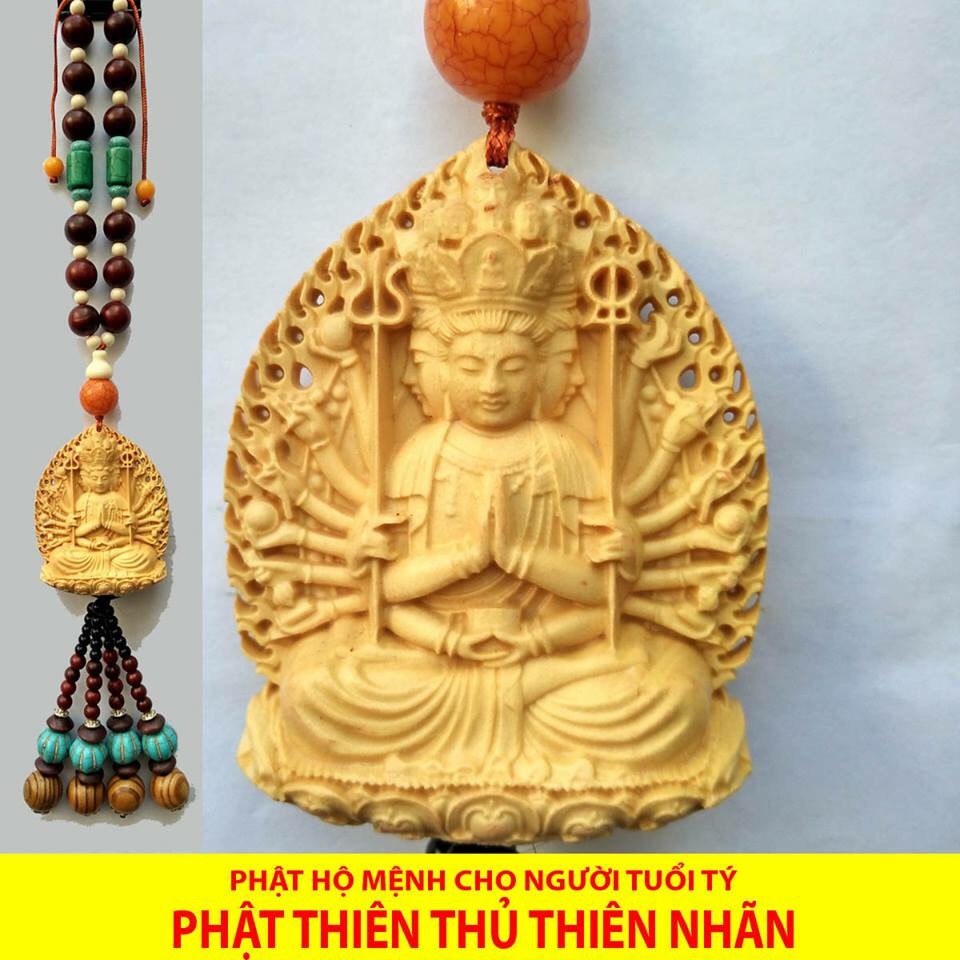 Dây treo gương Ô Tô - Tượng Phật bản mệnh từng tuổi gỗ hoàng Dương