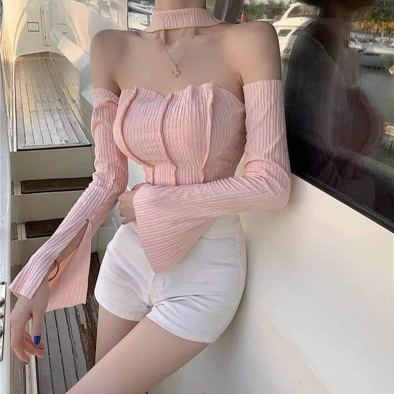 Áo trễ vai kèm vòng cổ hàng QC