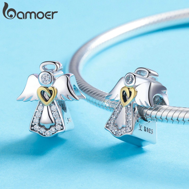 Mặt xỏ BAMOER PA5357 kiểu dáng thiên thần hộ mệnh làm vòng đeo tay dây chuyền thời trang dành cho nữ