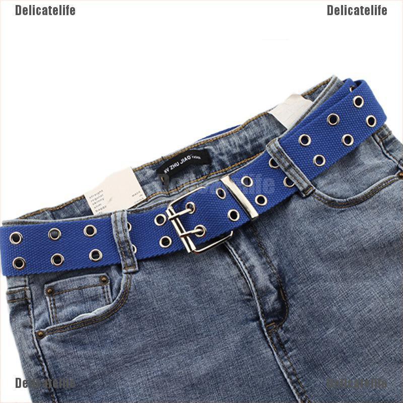 Thắt lưng hai hàng lỗ 130cm chất liệu canvas nylon dành cho nữ