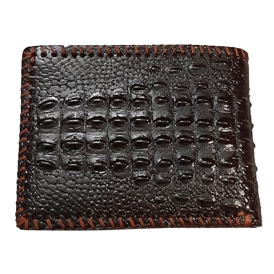 Ví Nam Ngang Da Bò Dập Vân Cá Sấu Tien Cong Màu Nâu - TCN1031