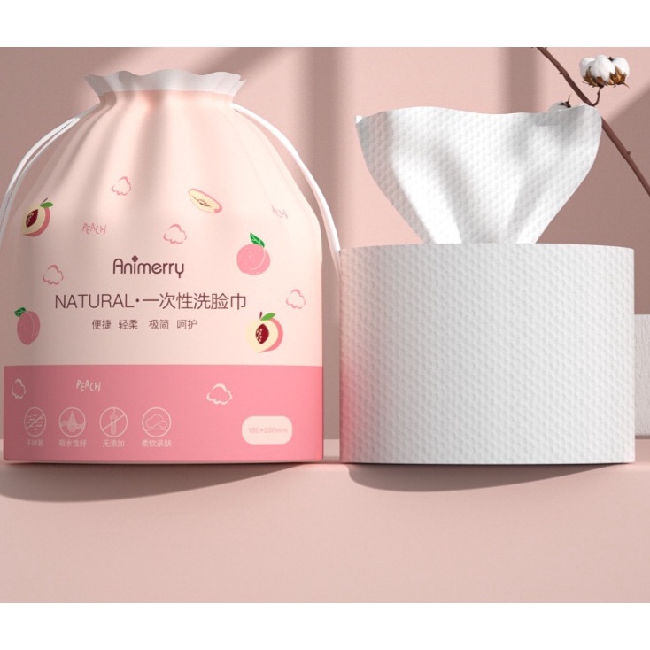 Khăn Khô Đa Năng Animerry Đào Túi Rút 40 Miếng Siêu Dày, Siêu Mềm Không Xù Lông
