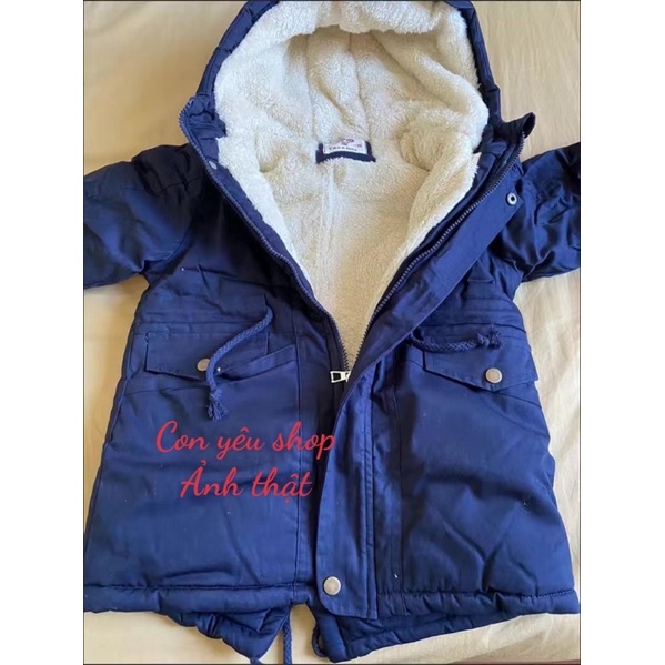 Áo khoác parka lót lông siêu ấm cho bé,sẵn vàng 100