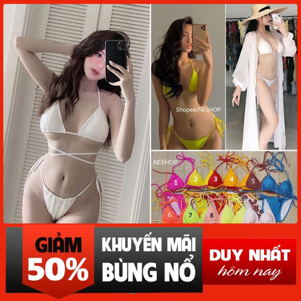 Bikini 2mảnh tam giác (có bán áo choàng) dây dài quấn eo chuẩn ảnh new