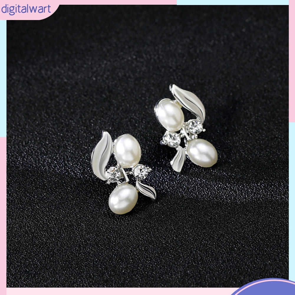 Bộ Vòng cổ + Bông Tai Đính Đá &amp; Ngọc Trai Giả Thời Trang Cho Nữ