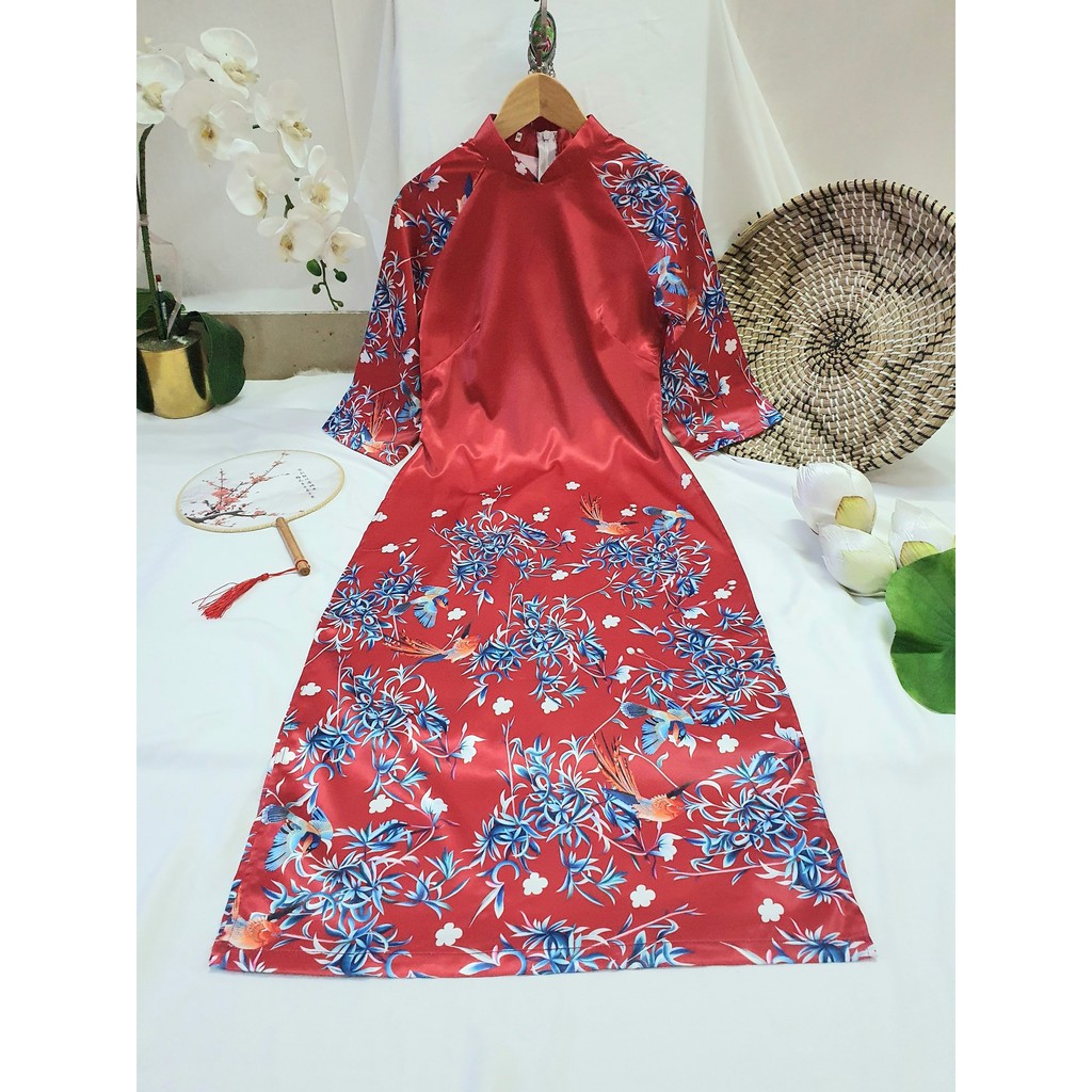 Áo dài nữ 🎀FREESHIP🎀Áo dài cách tân lụa lì in hoa sang chảnh [ao dai nu dep] | BigBuy360 - bigbuy360.vn