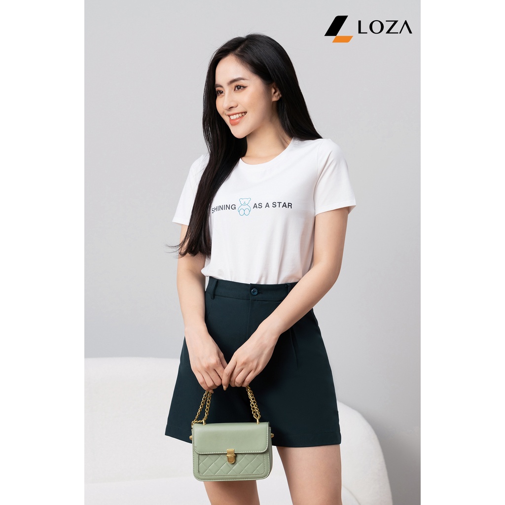 Áo phông in chữ Shining as a star chất liệu Cotton Compact form vừa LOZA - PT502066