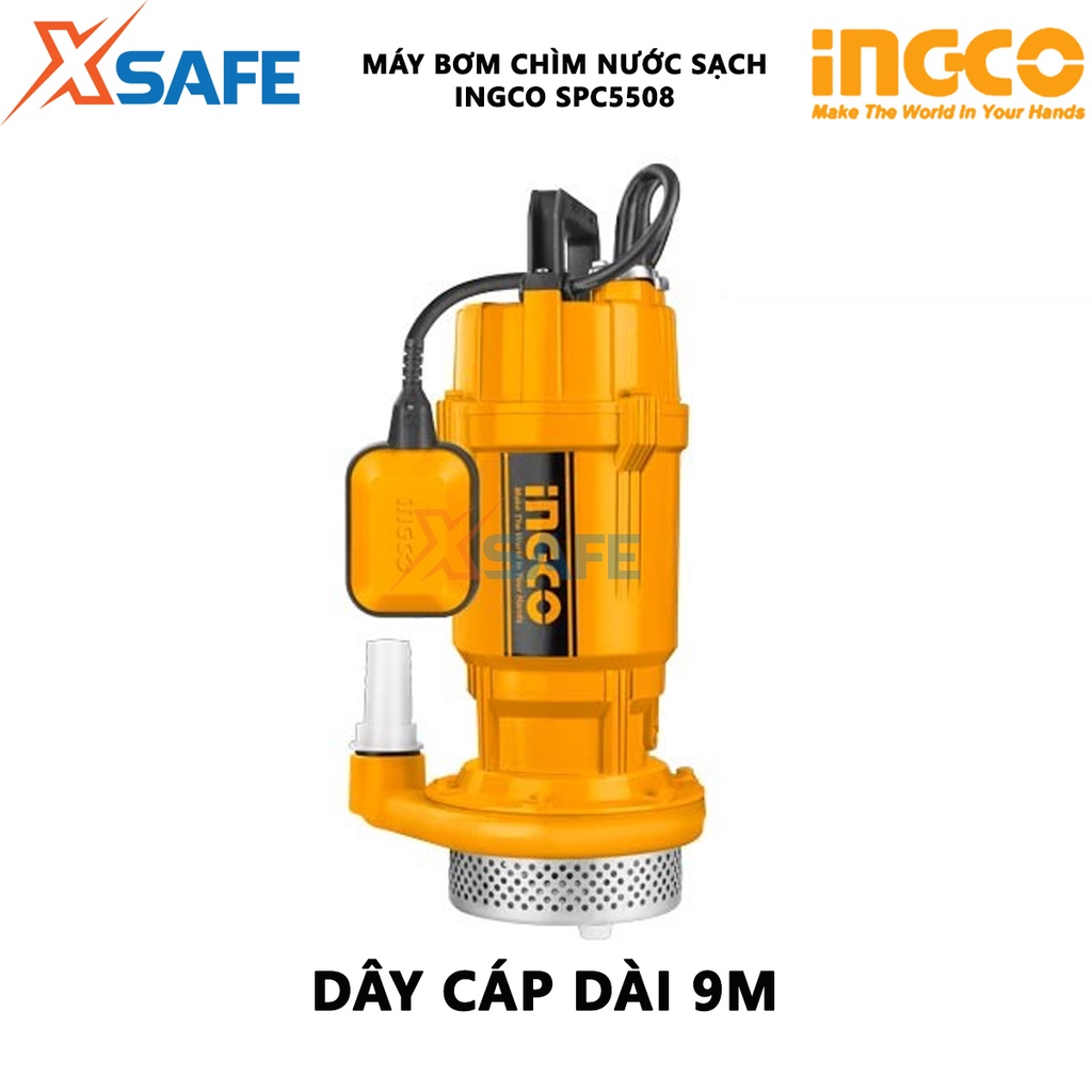 Máy bơm chìm INGCO SPC5508 Máy bơm chìm nước sạch điện áp 220-240V~50Hz, công suất đầu vào 550W(0,75HP) - Chính hãng