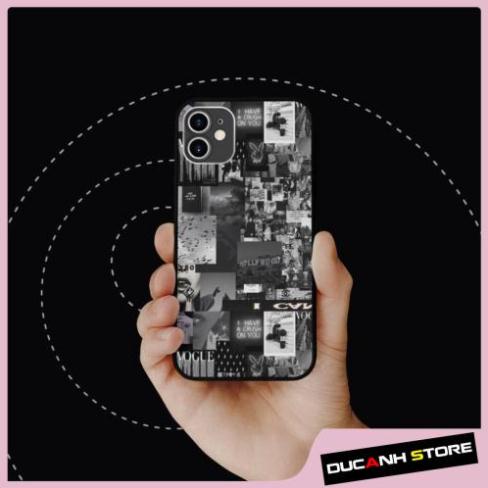Ốp lưng iphone SAMSUNG hình Xám Cắt Dán Màu Đen Trắng Và Xám viền vuông  cho các dòng iPhone PAP20210985