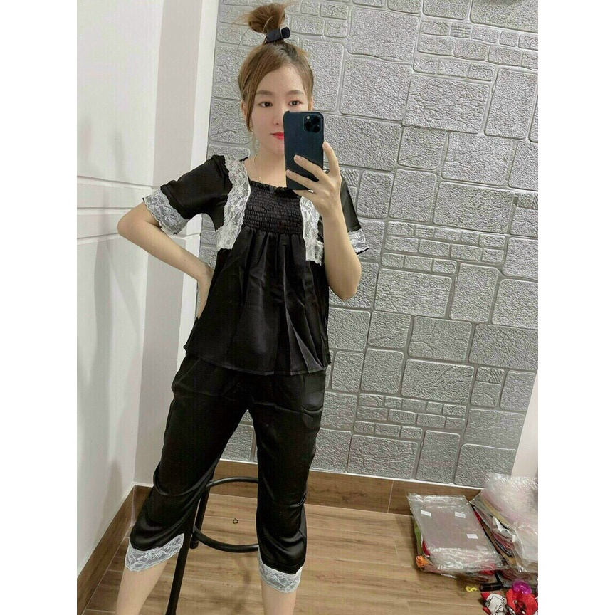 Lụa Satin Ren Phối Ren Tay Lỡ Quần Dài Cao Cấp | BigBuy360 - bigbuy360.vn