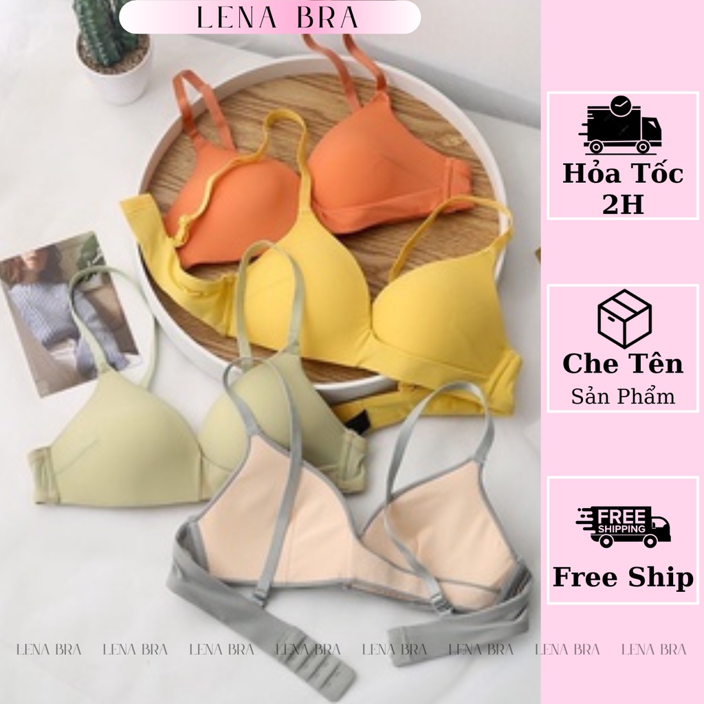 Áo lót nữ LENABRA, áo ngực nữ đệm mỏng không gọng vạt chéo ôm nâng ngực nhẹ nhàng