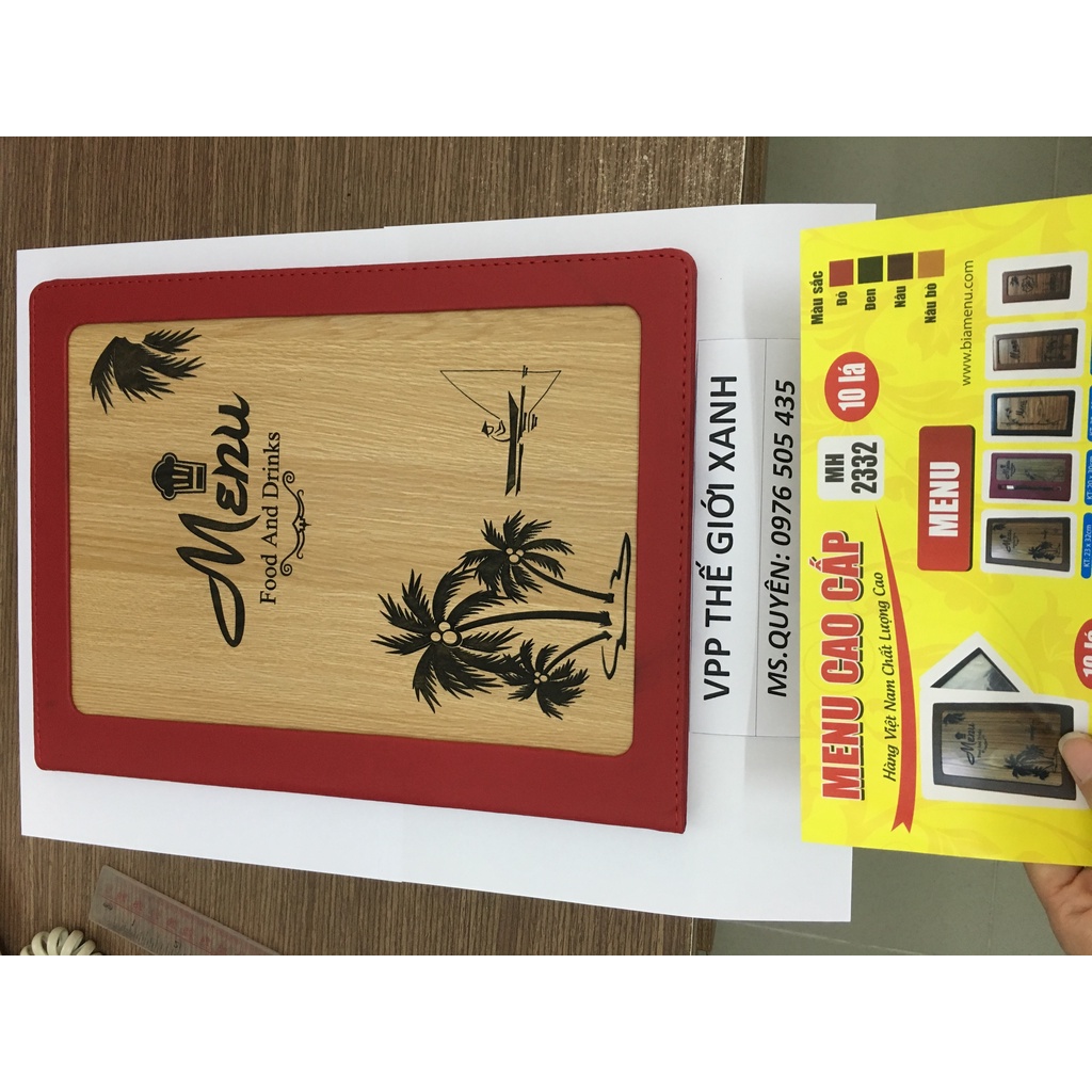 BÌA 10 LÁ MENU GỖ A4 -2332