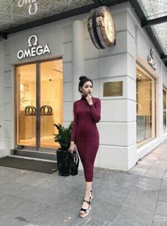 Bán sỉ- váy len tăm cổ lọ 