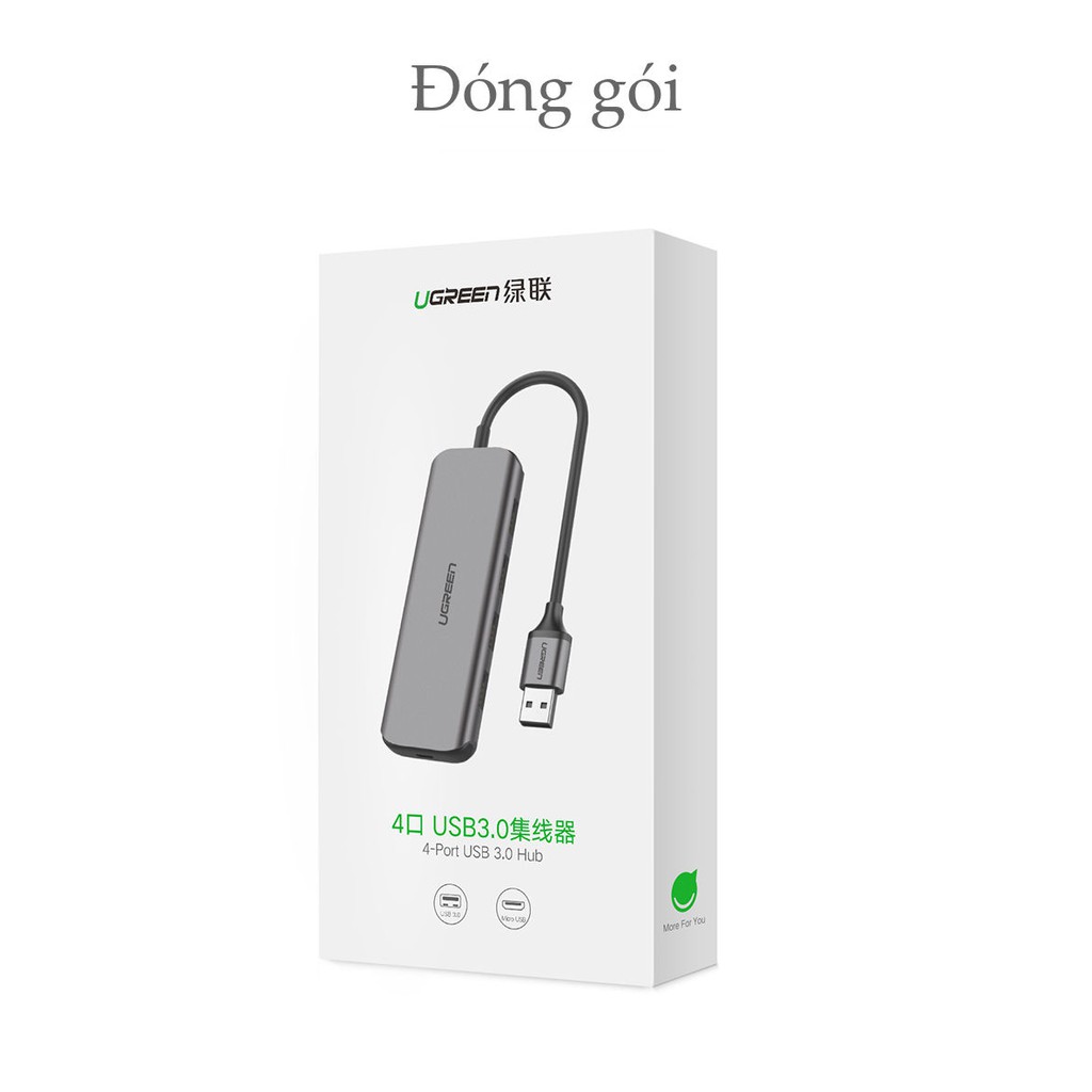 Bộ chia USB 3.0 ra 4 cổng UGREEN 50768 vỏ nhôm, dài 15cm, hỗ trợ đọc ổ cứng HDD, SSD lên tới 6TB