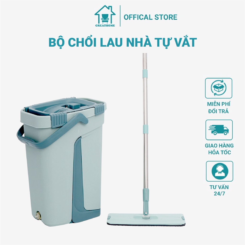 Bộ chổi lau nhà tự vắt thông minh, Bộ lau nhà đầu xoay 360 độ BLN-R1 (Tặng thêm 1 bông lau)