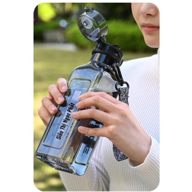 [ĐẸP XỈU] Bình Nước Phong Cách Thể Thao_bằng Nhựa Trong Suốt_ Khóa chống rò rỉ 700ml