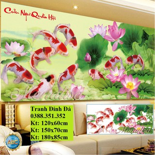 Tranh đính đá Cửu ngư quần hội Y8246