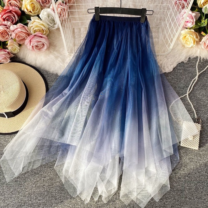 Chân váy Lưới Midi Tubu Nữ Loang Màu Độc Đáo
