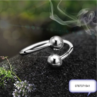 NHẪN INOX NỮ 2 BI FREE SIZE KHÔNG ĐEN