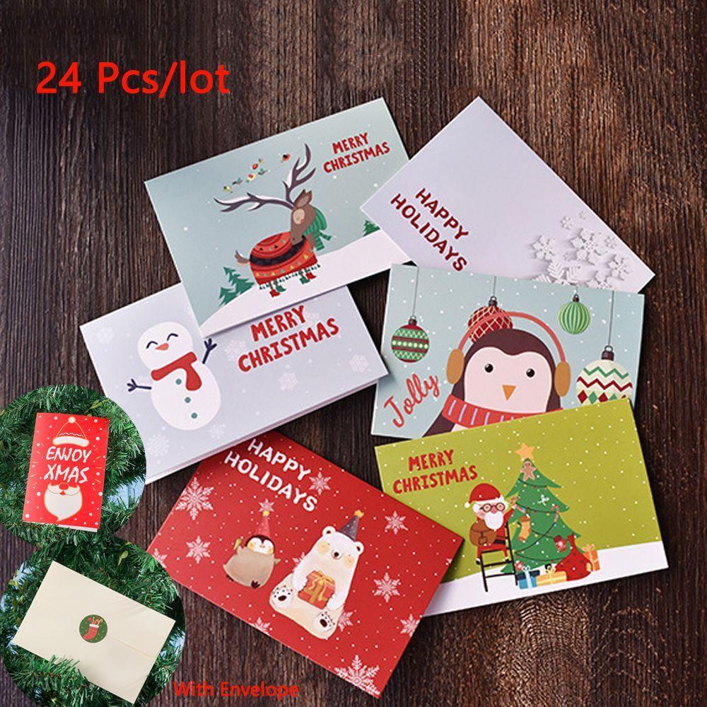 Set 1 / 24 Thiệp Giấy Chủ Đề Giáng Sinh Xinh Xắn