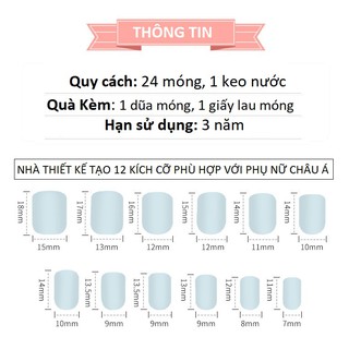 Móng Giả | Set 24 Móng Tay Giả  Lửa Kèm Dũa Keo Dán Móng