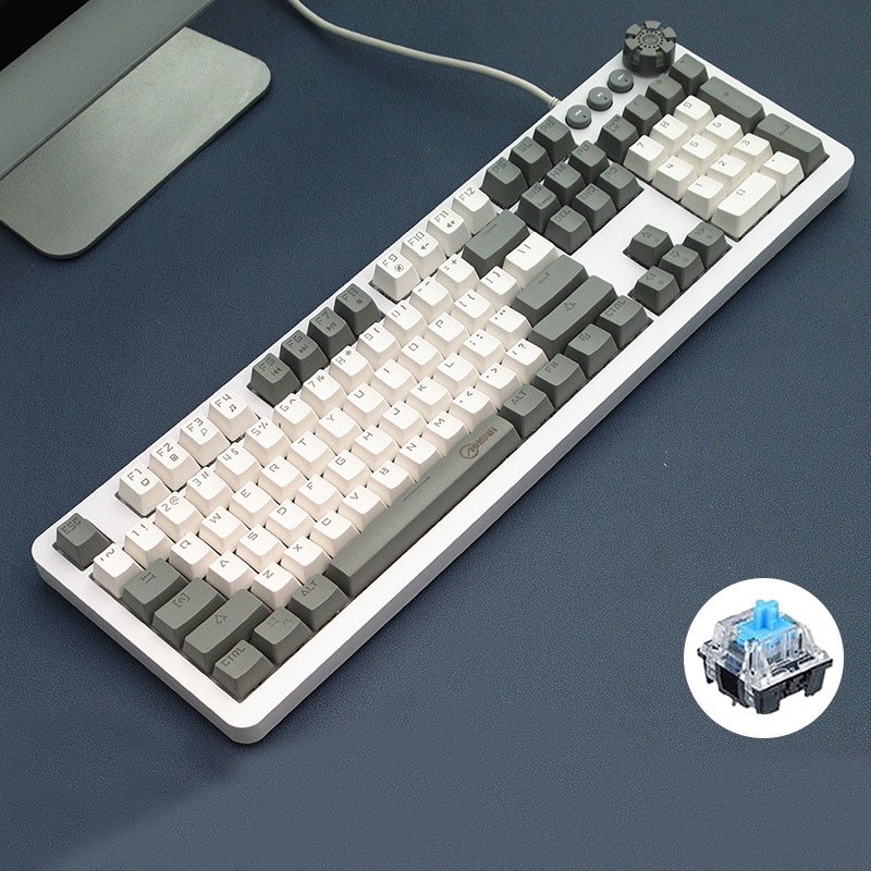 Bàn phím cơ Blue Switch AOYEAH K169 tích hợp nút vặn volume - hỗ trợ 12 chế độ led tùy chỉnh, Keycaps PBTT