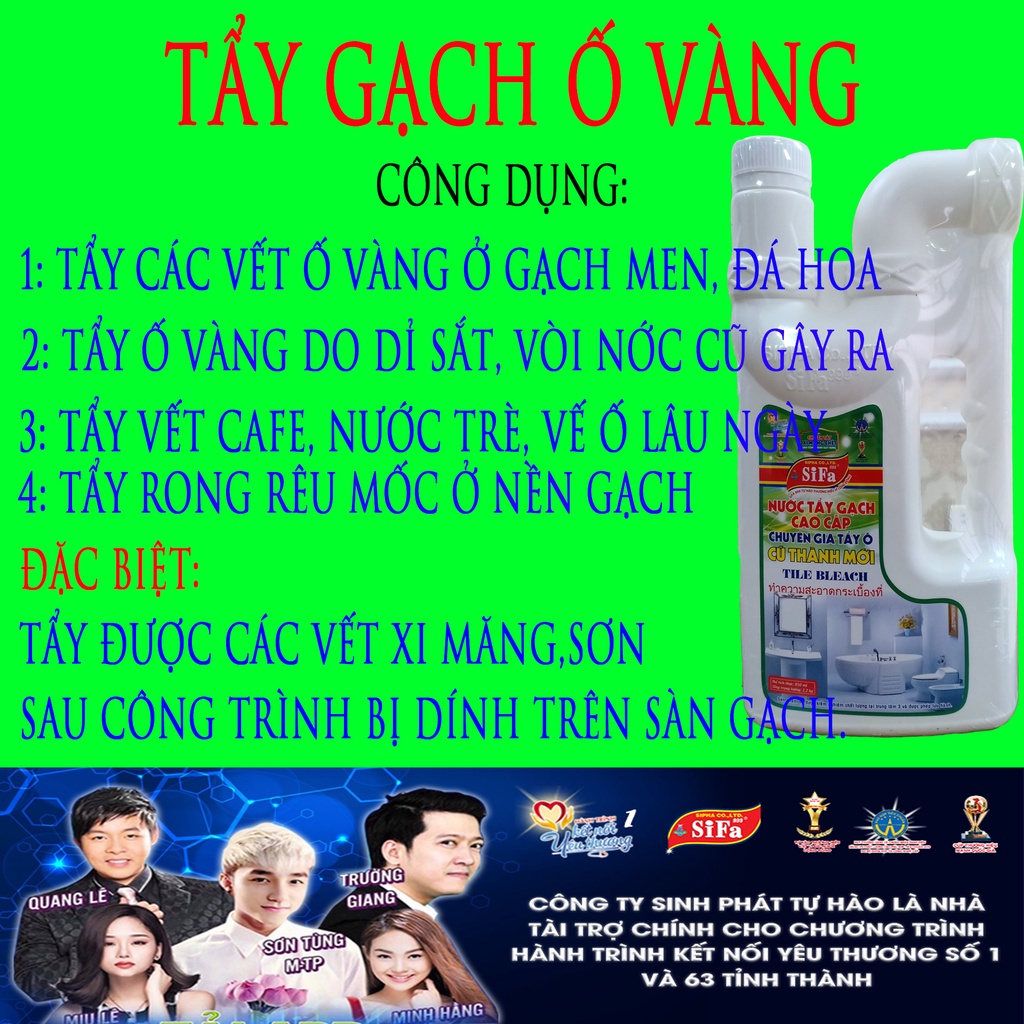 Tẩy bồn cầu, chất tẩy đa năng, tẩy gạch ố vàng, tẩy nhà tắm, tẩy nhà vệ sinh, tẩy xi măng-SIFA999, OK-TB
