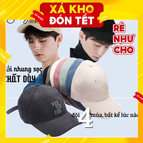 Mũ Lưỡi Trai Nam Nữ Jussy Fashion Nón Kết Yes You Can Phong Cách Nón Lưỡi Trai Chất Vải Nhung Gân Dày Mịn Thoáng Mát