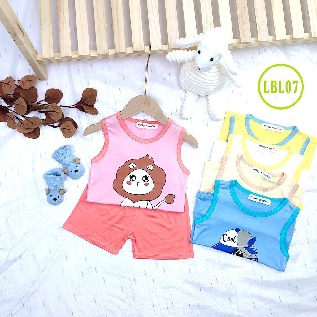 [LBL07] Bộ Ba Lỗ Thun Lạnh MINKY MOM CÓ SIZE ĐẠI In Hình Animal, Mềm Mịn, Thoáng Mát, Thấm Hút Mồ Hôi, Chuẩn Đẹp Cho Bé