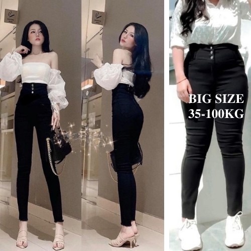 Quần jean nữ lưng cao BIGSIZE  skinny cạp cao 3 khuy co dãn 4 chiều chất đẹp loại 1  PONY68 | BigBuy360 - bigbuy360.vn