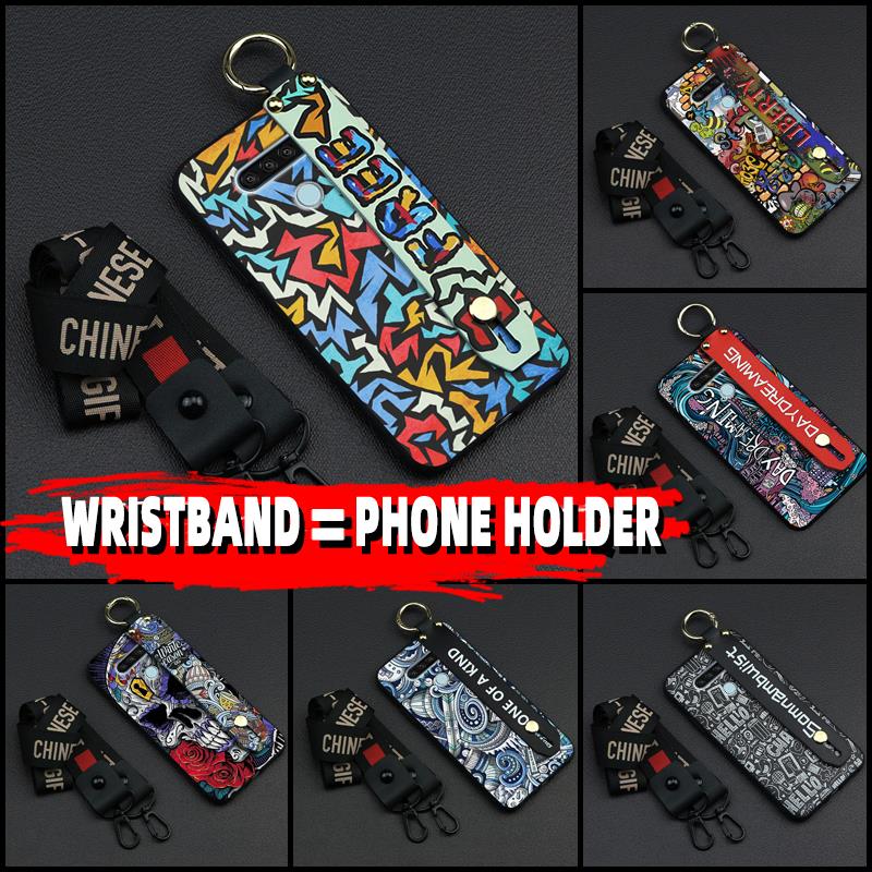 Ốp Điện Thoại Tpu Chống Bụi Họa Tiết Graffiti Gắn Dây Đeo Và Giá Đỡ Cho Lg Q51