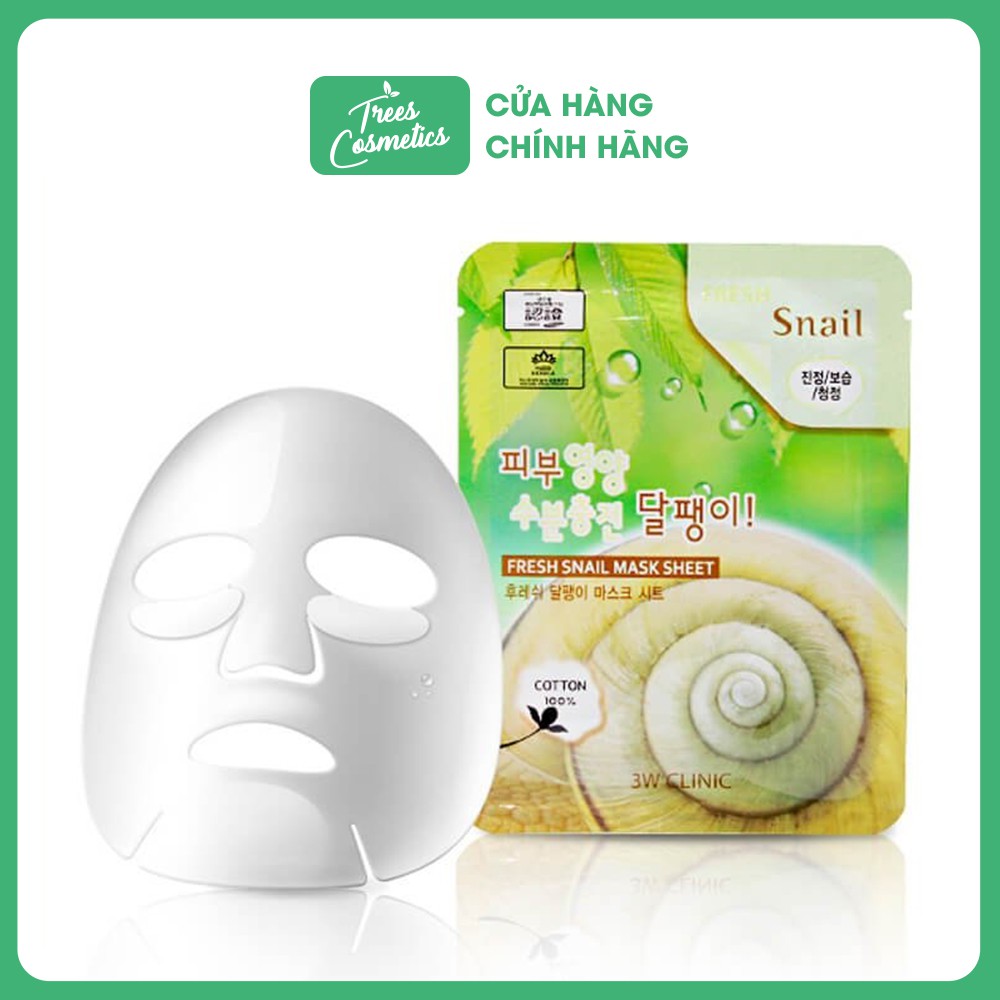 Mặt nạ Ốc Sên dưỡng ẩm giảm thâm 3W CLINIC FRESH SNAIL MASK SHEET 23ml - Hàn Quốc Chính Hãng