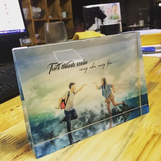 Pha lê chữ nhật in hình