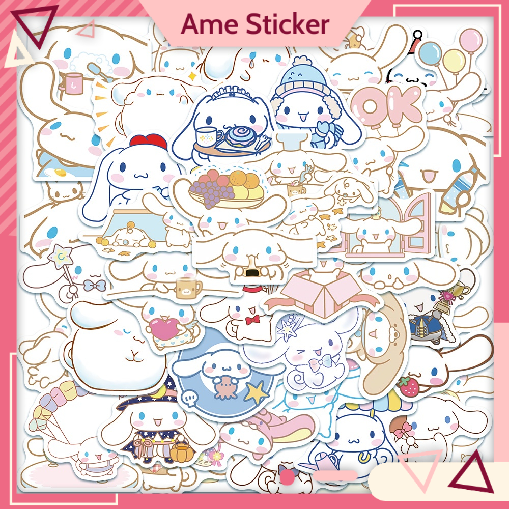 Combo 50 Sticker THỎ TRẮNG CINNAMON DỄ THƯƠNG hình dán chống nước dán mũ bảo hiểm, laptop, vali, điện thoại [M137]