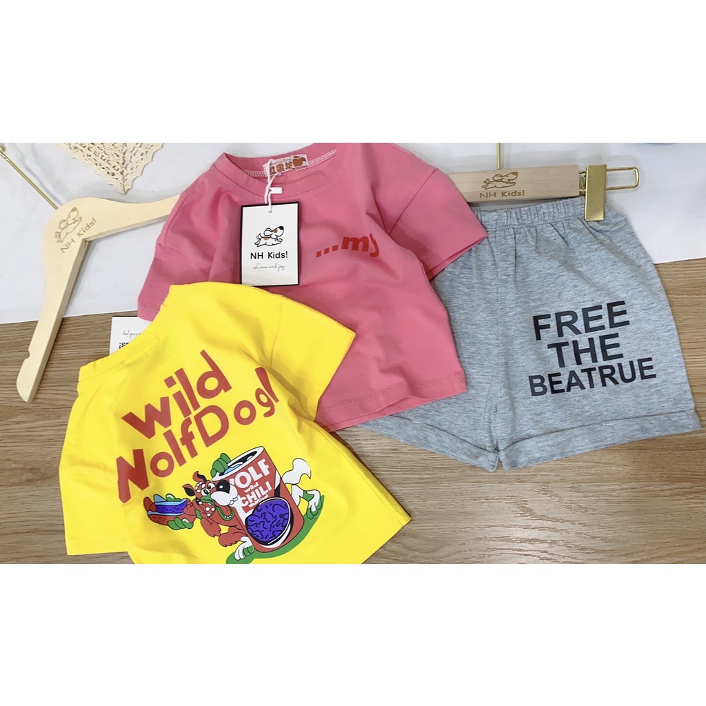 Bộ COTTON cho bé gái bộ thun cho bé hình chú chó chất COTTON 100%