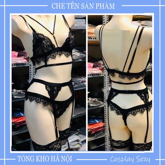 Bộ Đồ Lót Ren Sexy Nữ Liền Garter Gợi Cảm - Set Bikini Sexy Xuyên Thấu - Không Kèm Tất Freesize Bigsize Bi1980 - Ivyshop | BigBuy360 - bigbuy360.vn