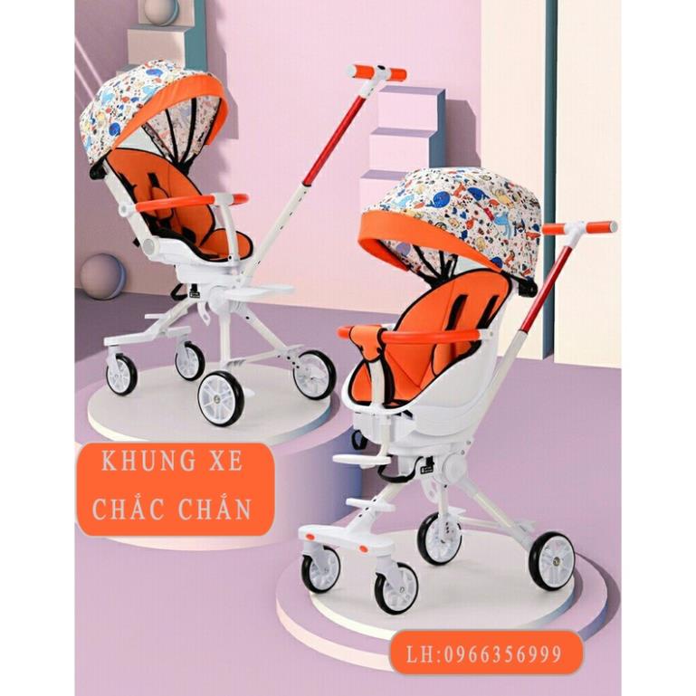 Xe đẩy gấp gọn cho bé X8 Pro đi du lịch, Xe đẩy cho bé 2 chiều ngả 4 tư thế cao cấp