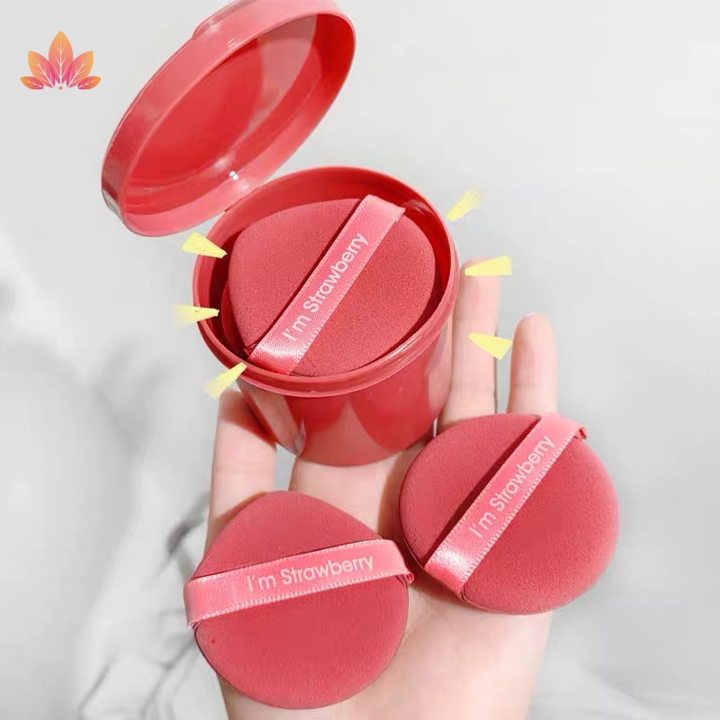 Hộp 7 Mút Trang Điểm Mềm Mại Thiết Kế Hai Mặt Hình Trái Dâu Dễ Thương JP5