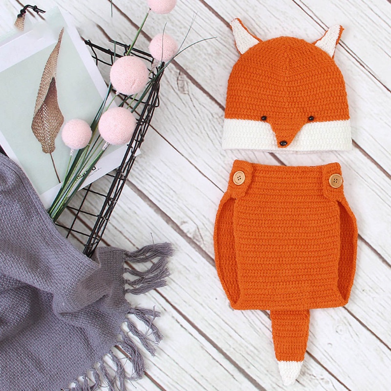 Bộ Quần Áo Đan Len Mềm Mại Hình Động Vật Dễ Thương Dùng Làm Phụ Kiện Chụp Ảnh Cho Bé Sơ Sinh