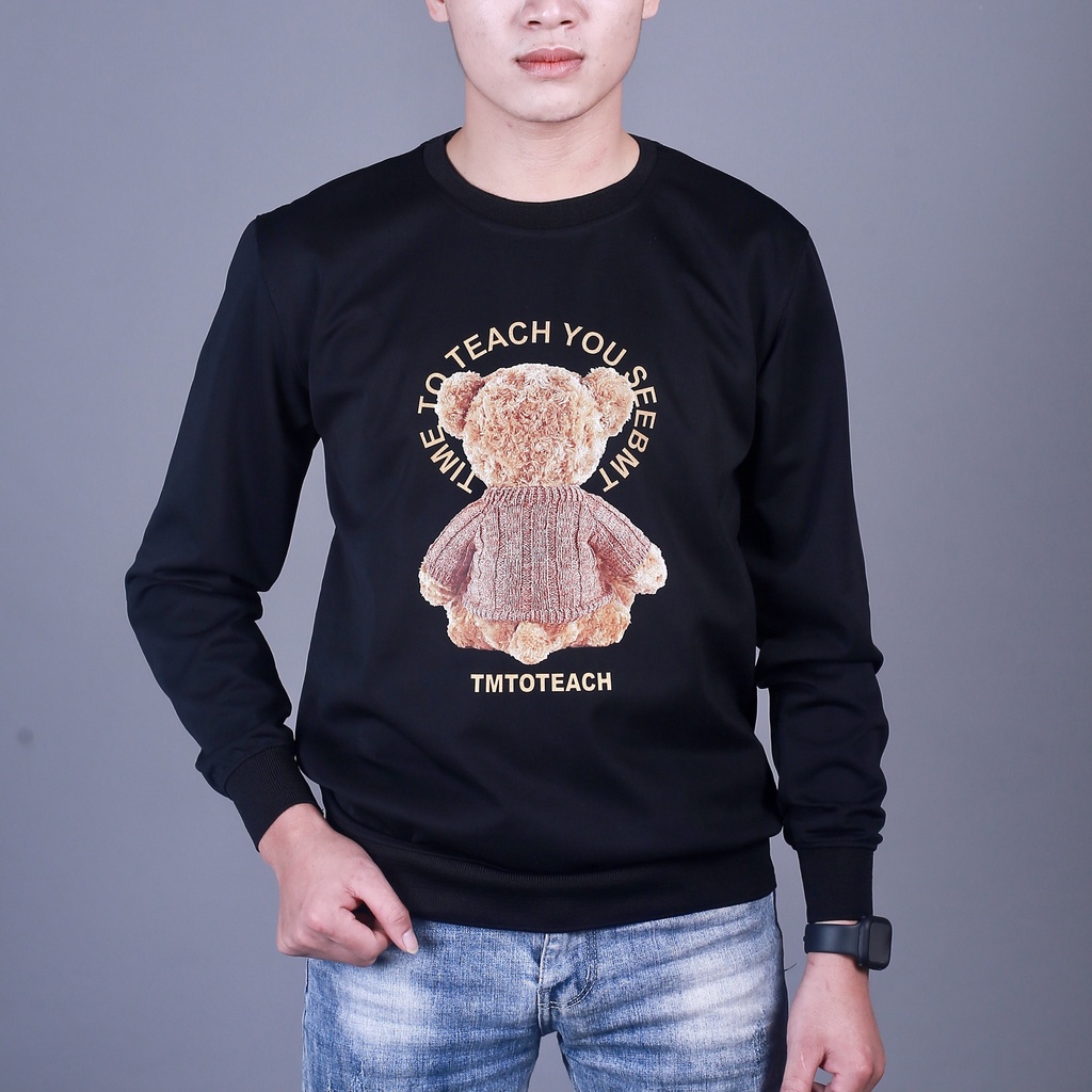 Áo Nỉ Nam - Áo Thu Đông Nam Dài Tay In 3D Hình Teddy Chất Liệu Poly Mềm Mịn - MÃ TD46