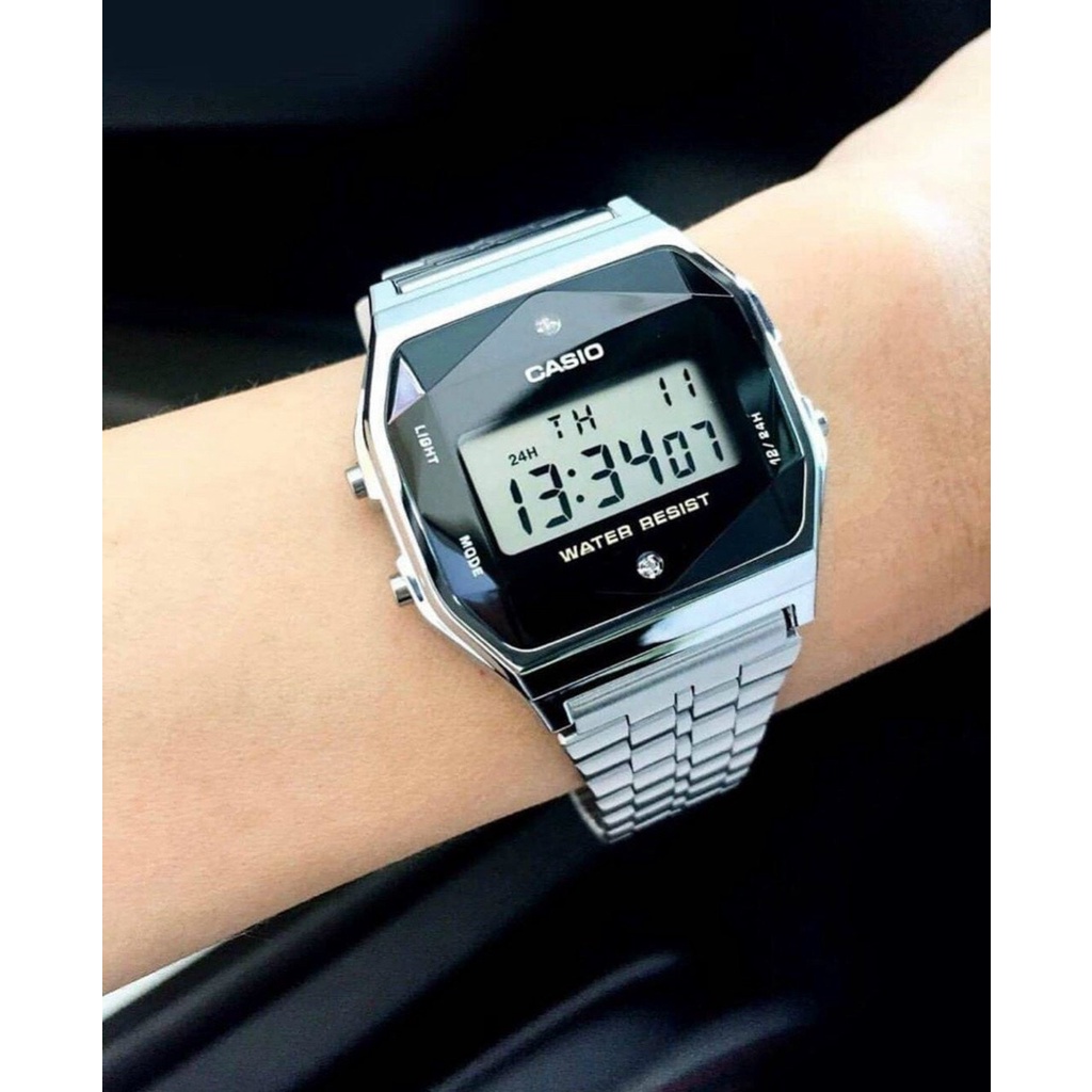 Đồng Hồ Casio Nam A159 Dây Kim Loại Mạ Bạc - Đính Đá Kim Cương - Made In Japan | BigBuy360 - bigbuy360.vn