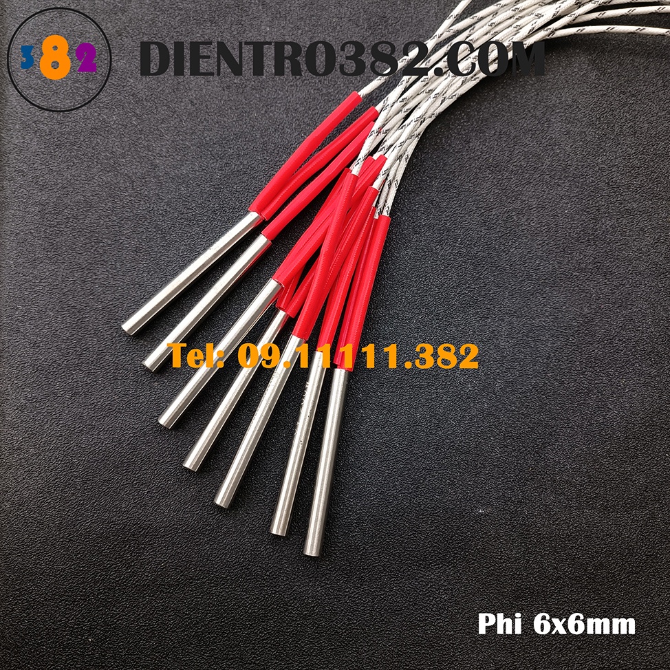 Thanh gia nhiệt phi 6, điện trở 1 đầu sử dụng sấy khuôn, ép nhiệt loại 1 giá rẻ điện áp 220v