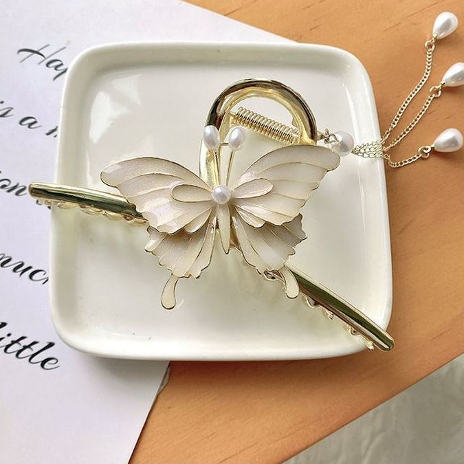 Trâm Cài Tóc Tua Rua Hình Bướm Màu Trắng Phong Cách Trung Hoa Cho Bé Gái