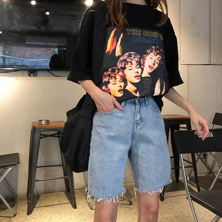 Quần Short Denim Lưng Cao Thời Trang Mùa Hè Năng Động 27096