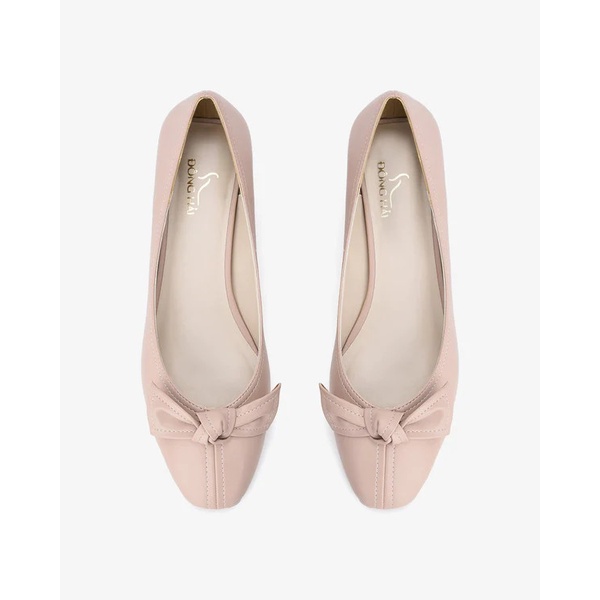 Giày búp bê nữ Đông Hải thiết kế mũi tròn đính nơ sang trọng gót vuông thanh lịch cao 3cm - G85Q7