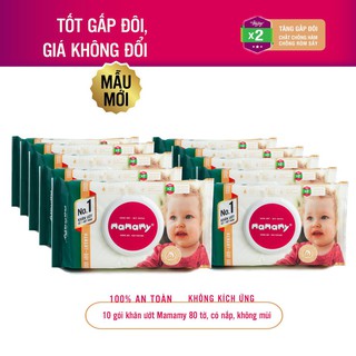 Combo 10 khăn gói khăn ướt Mamamy 80 tờ