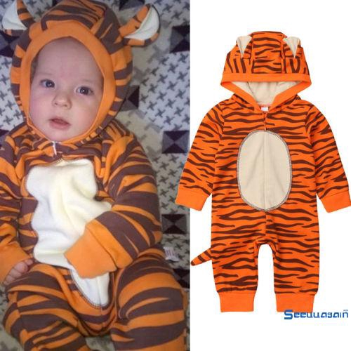 Áo liền quần hóa trang con hổ có mũ trùm đầu đáng yêu dành cho em bé