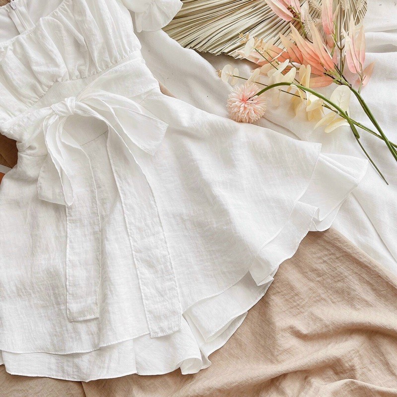 Jumpsuit xếp ly ngực thắt nơ lưng ( có bigsize )
