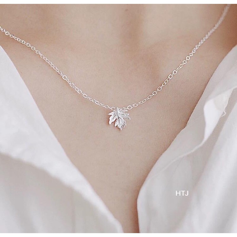 dây chuyền bạc hình chiếc lá