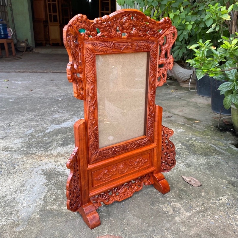Khung ảnh thờ tứ linh- khung thờ mai vàng+ kèm kính